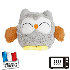 Peluche bouillotte Chouette grise